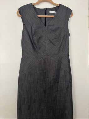 Calvin Klein Dark Charcoal V-Neck Midi Dress